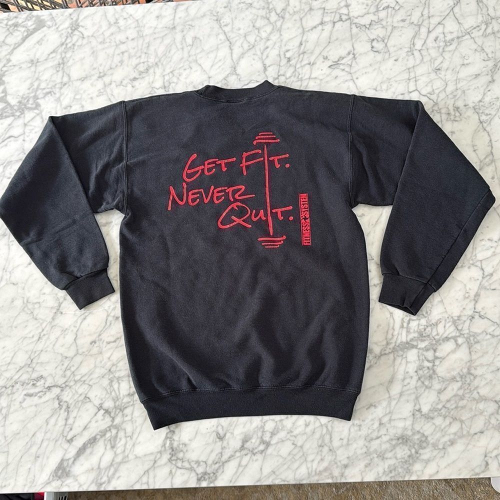 Vintage Get Fit Never Quit Mens Crewneck Sz Small